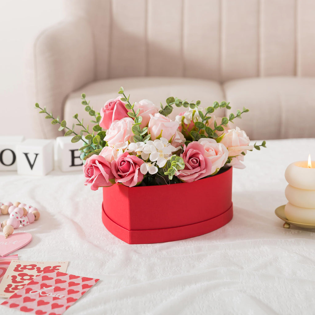 Soul & Lane Heart Shaped Boxes for Flowers - Set of 3 - Red, Large Cardboard Heart Gift Boxes for Presents with Lids, Ideal for Valentine's Day, Mother's Day