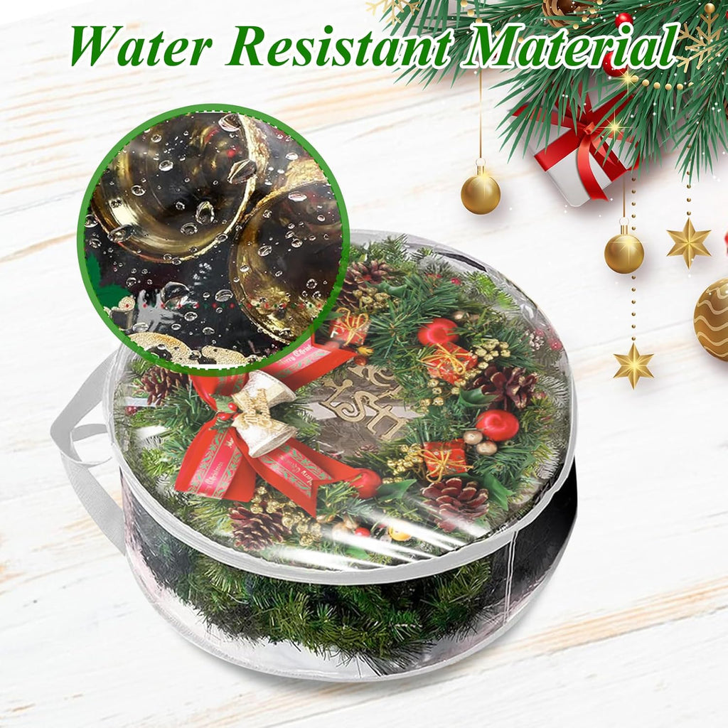 YAYODS Wreath Storage Container - Heavy Duty 30 Inch Bag with Clear Window for Christmas Decor | White