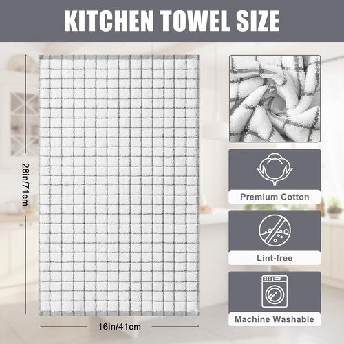 Homaxy Premium Kitchen Towels - Super Absorbent Soft Terry Dish Towels | 16”x28”, Grey, 6 Pack