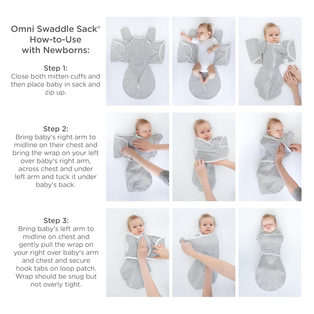 SwaddleDesigns 6-Way Omni Swaddle Sack - Arms Up Design for Newborns | Improves Sleep, Oatmeal, Small (0-3 Months)