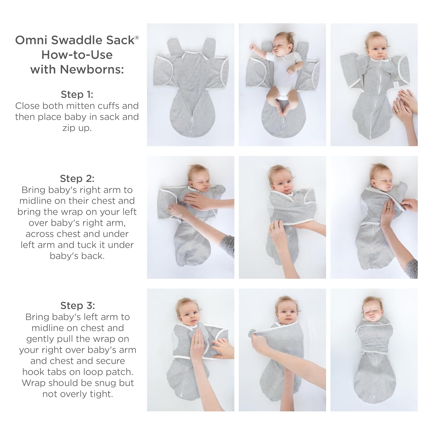 SwaddleDesigns 6-Way Omni Swaddle Sack - Arms Up Design for Newborns | Improves Sleep, Oatmeal, Small (0-3 Months)