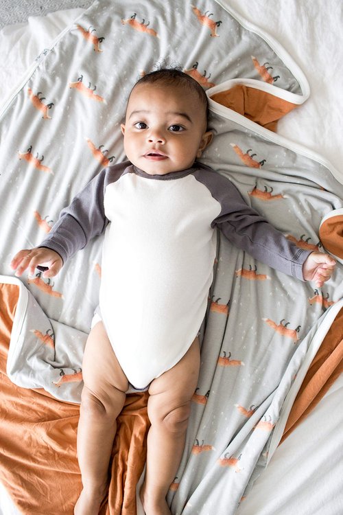 Copper Pearl Large Premium Knit Baby 3 Layer Stretchy Quilt Blanket Copper
