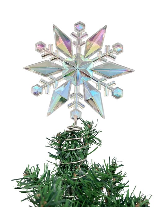 PEPPERLONELY Miniature Iridescent Snowflake Mini Tree Topper Christmas Decorations, 5.5" Wx9 L