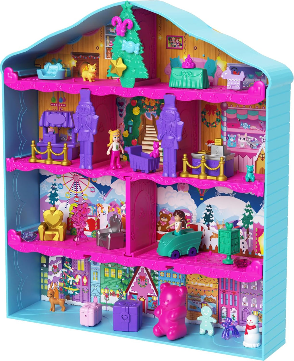 Polly Pocket Advent Calendar - Gingerbread House Playset with 24 Surprises & Dollhouse Accessories