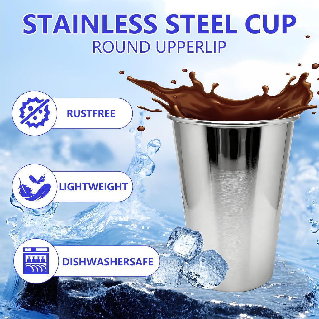 MigongBoyi 30PCS 20-OZ Tainless Steel Cups,Metal Cups, Stainless Steel Pint CupsStackable Unbreakable Drinking Glasses for Party, BBQ Camping, (30)
