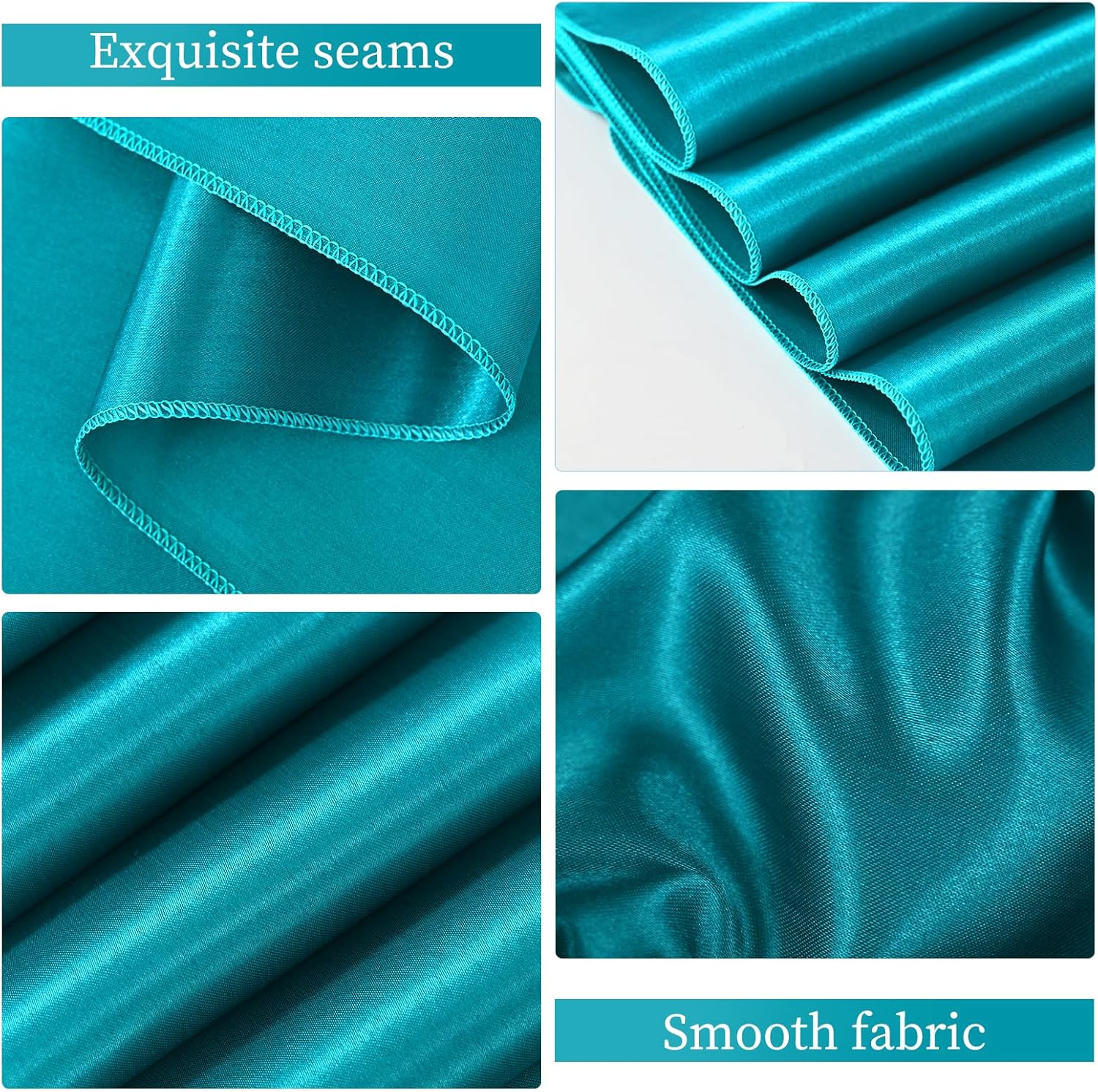 Skiennix 100 PCS Satin Chair Sashes - Turquoise Decorative Bow Ties for Weddings & Events | 7 x 108 Inch