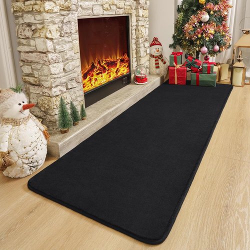 Amearea Modern Soft Hallway Runner Rug - 2x6 Feet Washable Non-Slip Memory Foam | Black Fluffy Carpet for Bedroom & Living Room Decor