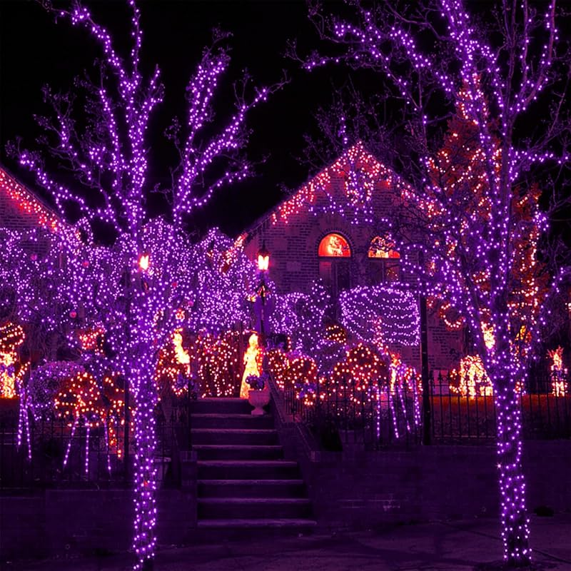 Waterglide 1000 LED Purple Halloween String Lights with Green Wire, 328 ft, Remote, 8 Modes