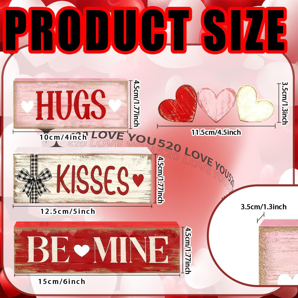 Valentines Day Decorations - Valentine Tiered Tray Decor Set - Wooden Table Decoration with Heart Signs - Rustic Farmhouse Valentine’s Day Home Decor Indoor for Shelf Mantel Coffee Table Gift