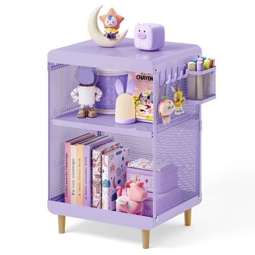 SYKIARIOL Kids Nightstand,Kids Bedside Table,Teen Girls Night Stand,Toddler Night Stand,End Table for Girls Room Storage,Purple Nightstand