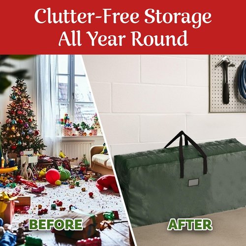 Elf Stor Christmas Tree Storage Bag - Organize 9FT Disassembled Trees | Durable Green Design (Pack of 2)