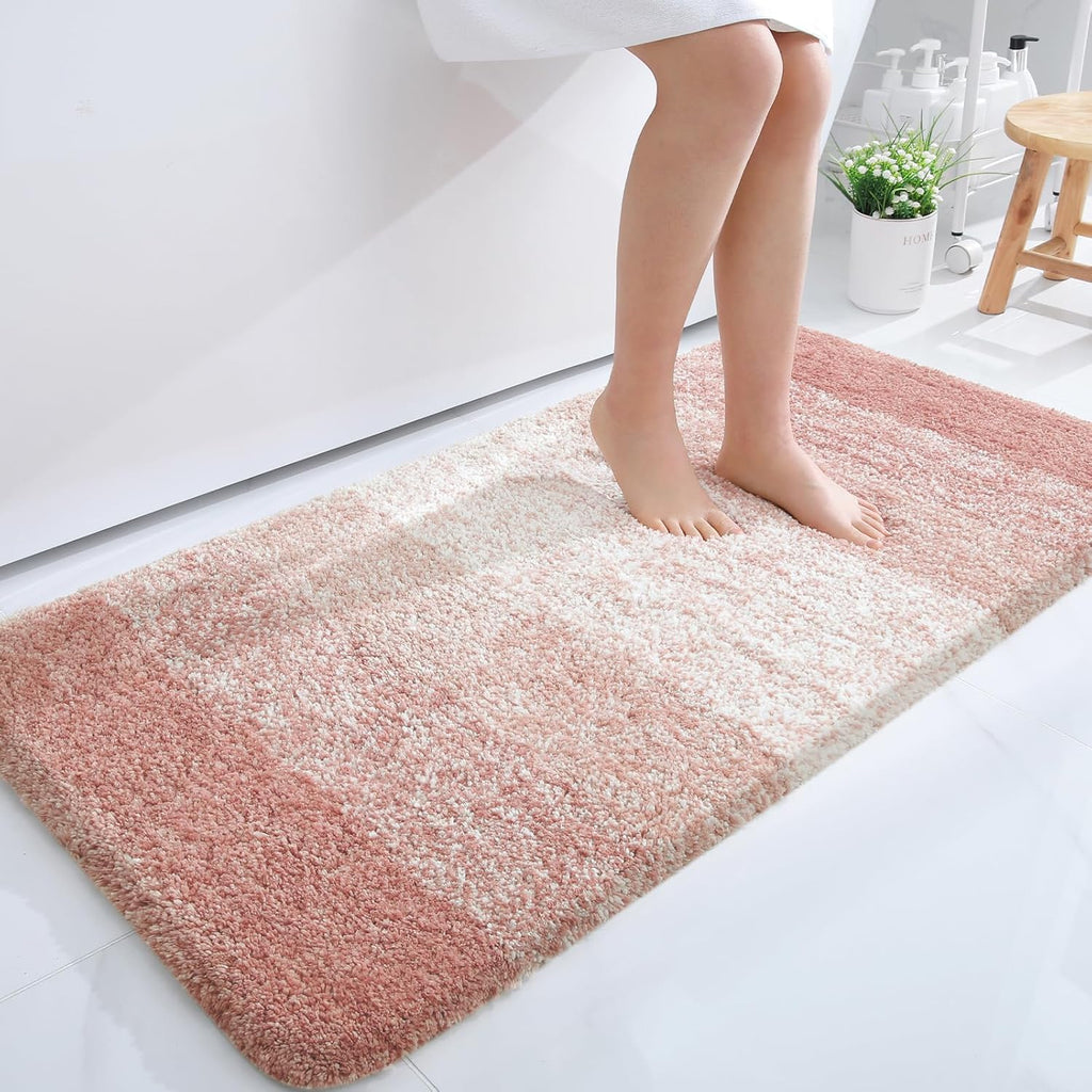 OLANLY Large Bathroom Rugs - Extra Soft Microfiber Mat 50x30 | Quick Dry, Machine Washable, Peach