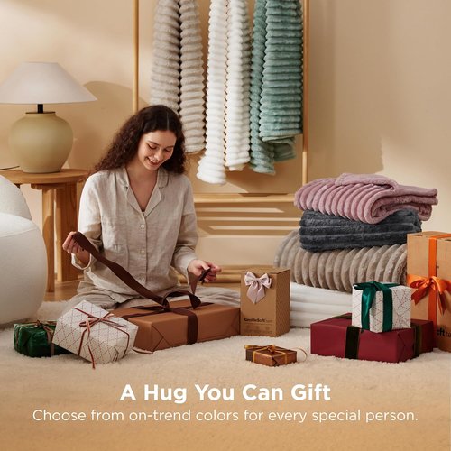 Bedsure GentleSoft Fleece Blanket - Cozy California King Size in Off White, 102x96 Inches