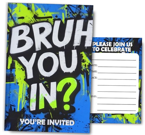 Fablus Brother You in Birthday Invitations for Boys, Bro Invitaions for Boy's Party Invites, 4x6 Inches, 30 Sets with Envelopes