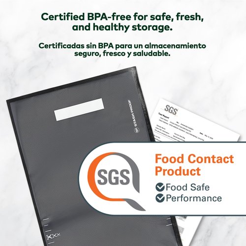 Stash Proof Vacuum Seal Bags 11" x 24" (50 Count) 5.5 Mil, Black and Clear- BPA Free Commerical Grade Food Saver for Storage, Sous Vide, and Meal Prep Sealer Bag