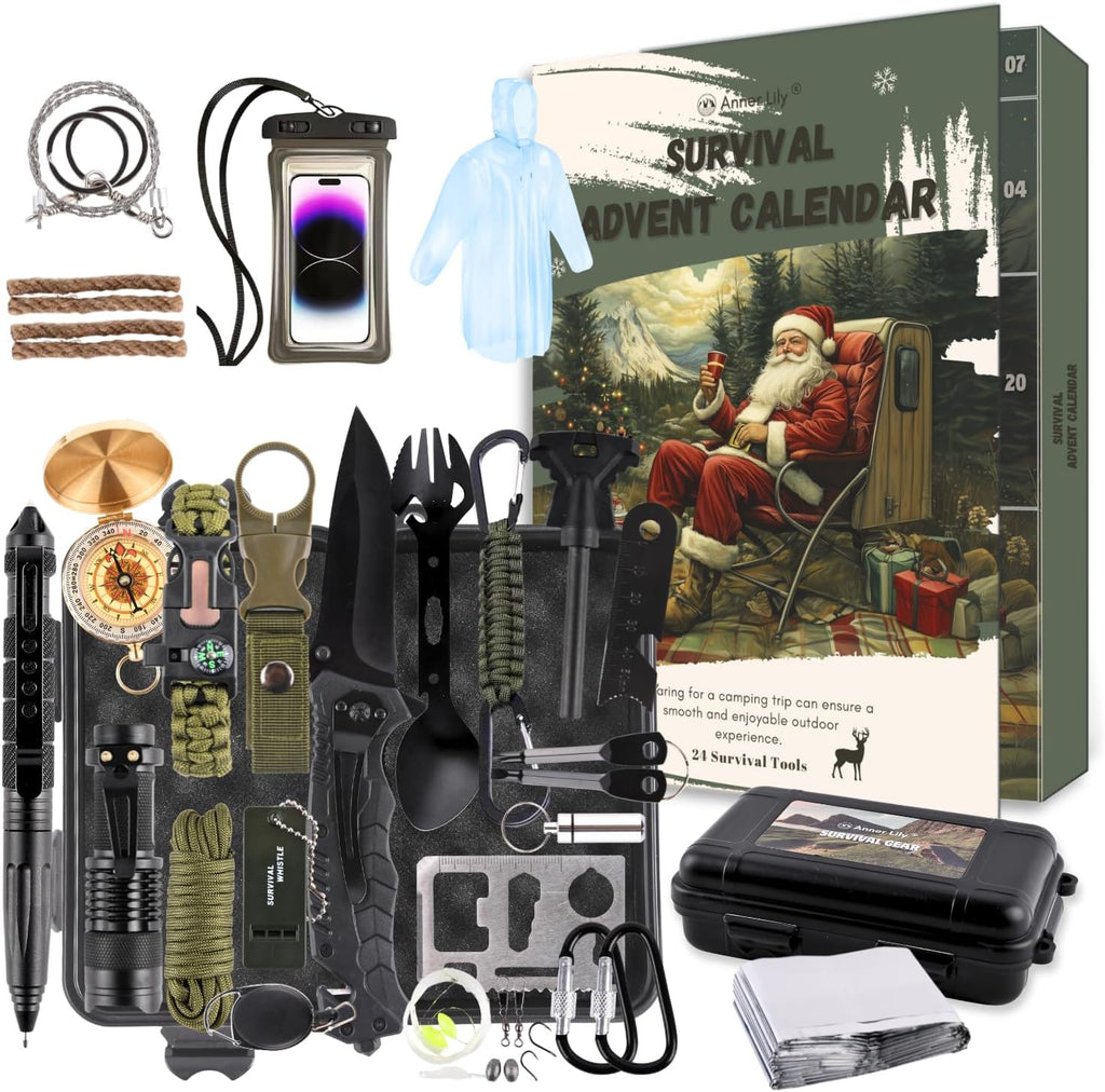 Survival Advent Calendar | 2025 Survival Kits for Men - 24 Days of Outdoor Adventure Gifts