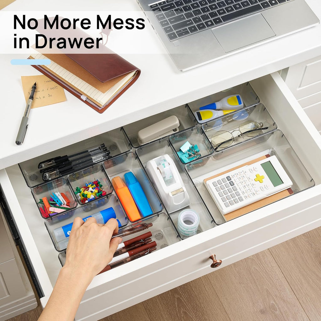 Vtopmart 25 PCS Desk Drawer Organizer Set - Versatile Plastic Storage Bins for Office & Home Use
