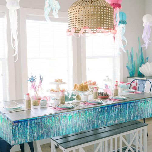 Iridescent Tinsel Garland 48FT - Sparkling Birthday Decorations for Girls | Mermaid & Unicorn Party Supplies