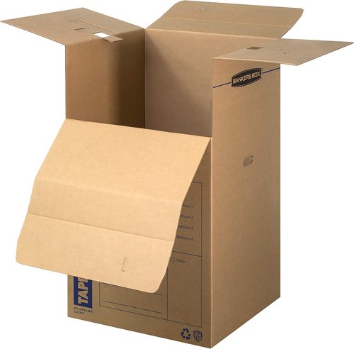 Bankers Box Tall Wardrobe Box - Tape-Free Design for Easy Storage | 24" x 24" x 40", 3 Pack