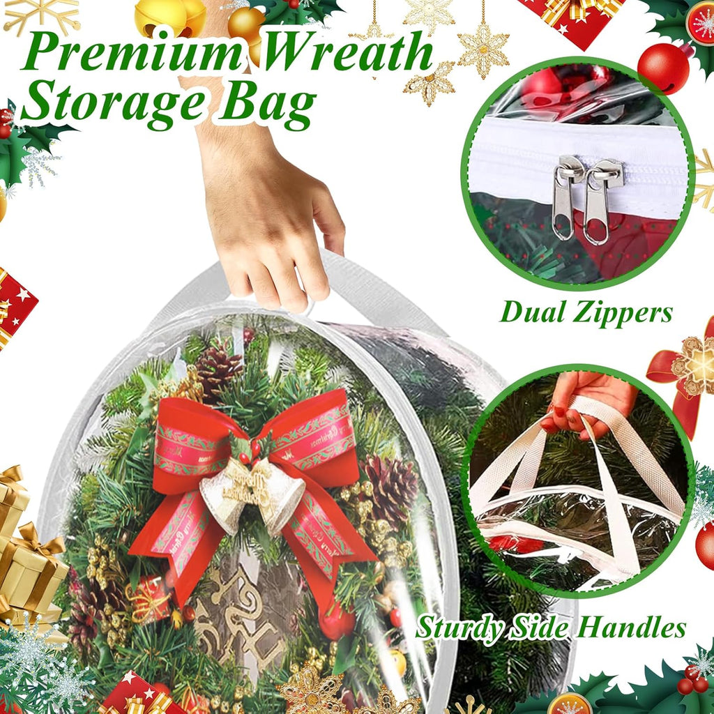 YAYODS Wreath Storage Container - Heavy Duty 30 Inch Bag with Clear Window for Christmas Decor | White