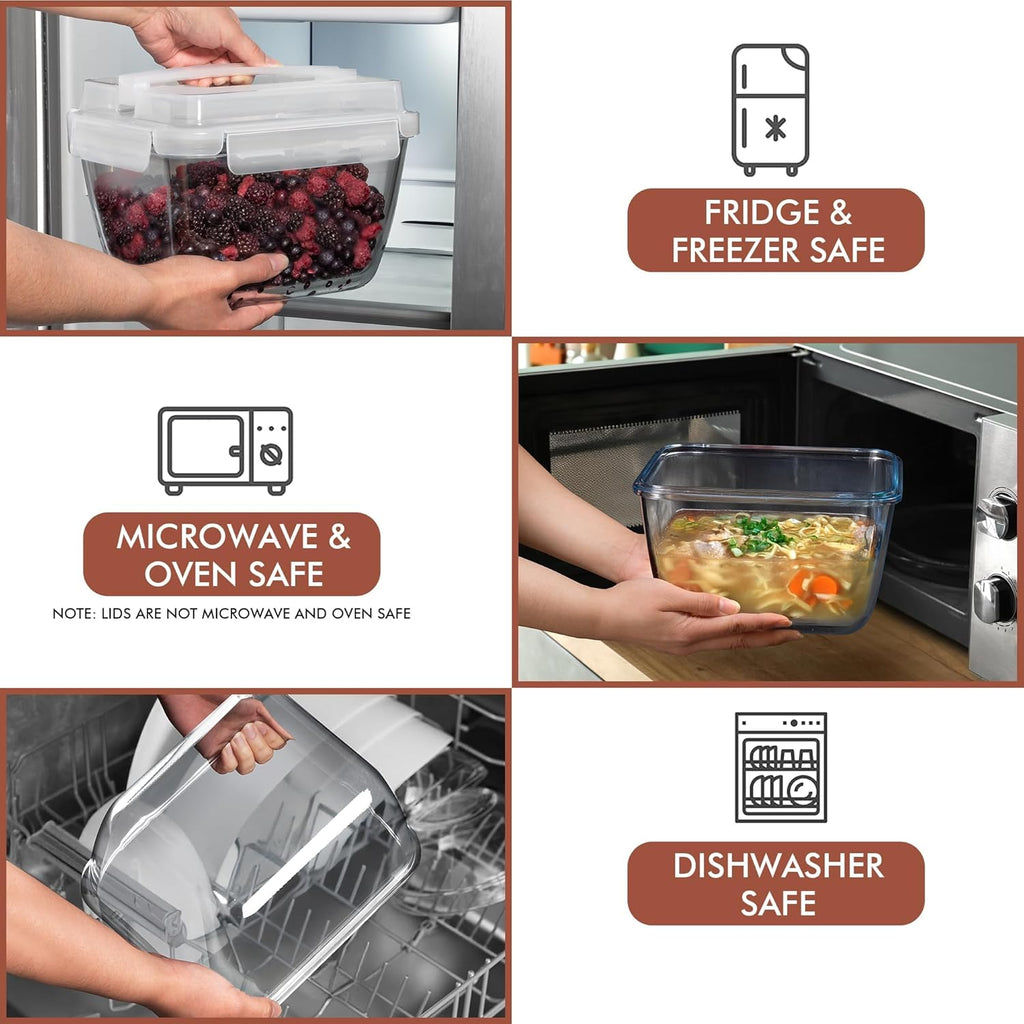 Razab Large Glass Food Storage Containers - 17 Cups, 132 Oz, Leakproof & BPA-Free | Ideal for Meal Prep