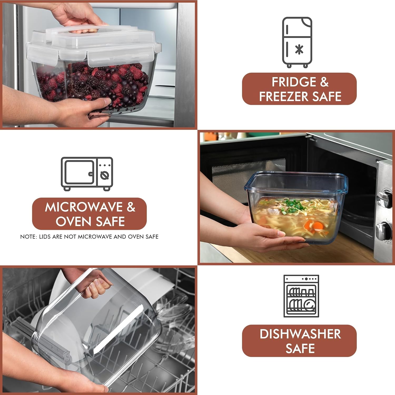 Razab Large Glass Food Storage Containers - 17 Cups, 132 Oz, Leakproof & BPA-Free | Ideal for Meal Prep