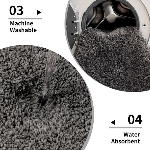 Disolla Small Bathroom Rugs 17x24 Non Slip Dark Grey Fluffy Bath Mat for Bathroom Floor Machine Washable Plush Luxury Bath Rug for Tub Soft Shaggy Absorbent Shower Mat