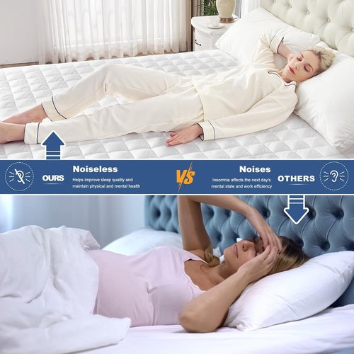 GRT Queen Waterproof Mattress Pad - 100% Quilted Protector | Noiseless Cotton, Fits 8"-26" Deep