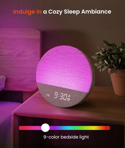 Dreamegg Sunrise 1 - Customizable Sunrise Alarm Clock & Sound Machine | 29 Soothing Sounds & Dimmable Night Light