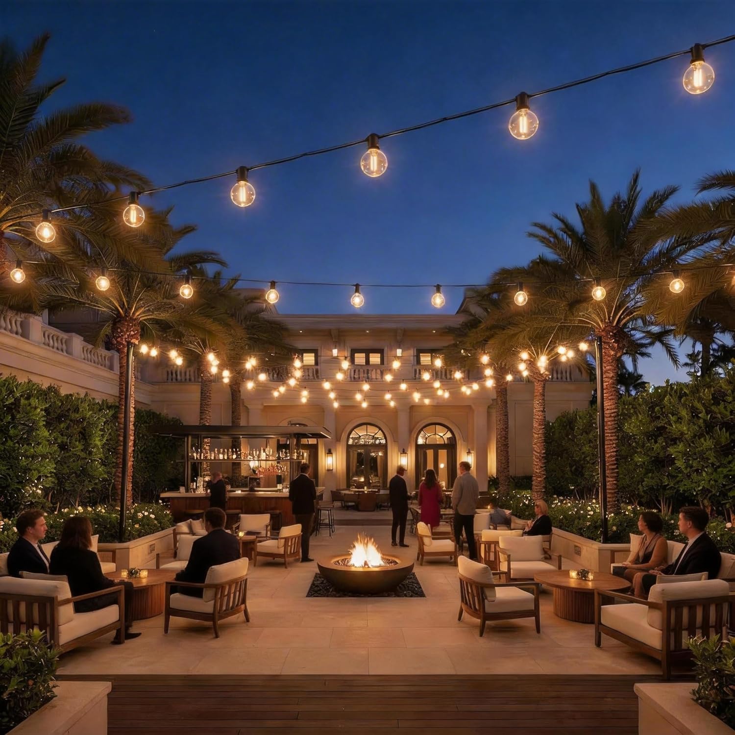 RTTY Outdoor String Lights - 150 FT Waterproof G40 Shatterproof LED Bulbs | Dimmable Globe Lighting for Patio, Bistro, Backyard, and Cafe - Warm White