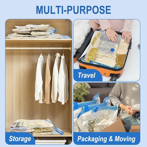Fygrip Vacuum Storage Bags - Space-Saving Seal Bags with Hand Pump for Clothing & Travel | 20 Combo Set
