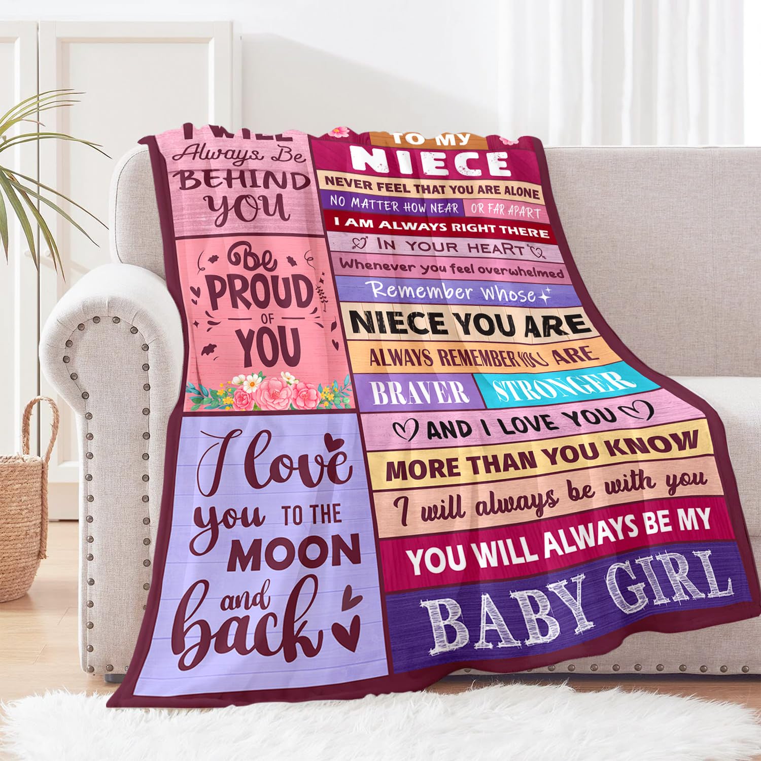Sruemiul Mothers Day Blanket Gifts for Niece from Auntie - Gifts for Niece from Aunt Uncle - Mothers Day Birthday Graduation Gift for Nieces - Best Nieces Present - to My Niece’s Blanket 50"x60"
