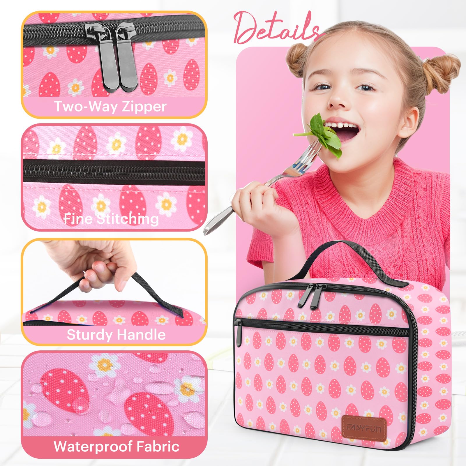 Lunch Box Kids, Insulated Lunch Bag for Women Men, Cooler Reusable Cute Lunch Containers for Boy & Girls, Adults Leak Proof Large Lunch Tote Bags for School, Work, Travel, Picnic Outdoor and Beach