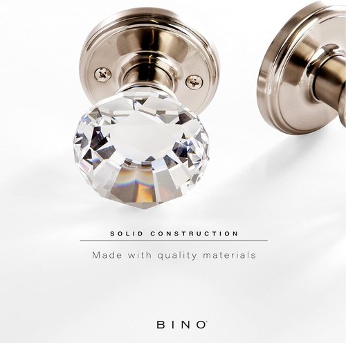 BINO Crystal Door Knobs Set - Elegant Satin Nickel Finish | Functional Interior Knobs