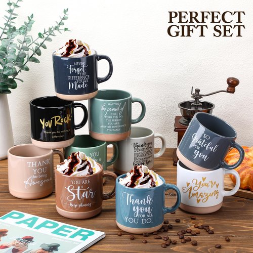 Didaey 10 Pcs Thank You Mugs Bulk Appreciation Gifts for Employee Coworkers Staff Teachers Motivational Ceramic Coffee Mugs Thank You Farewell Going Away Gifts for Coworkers(Classic)