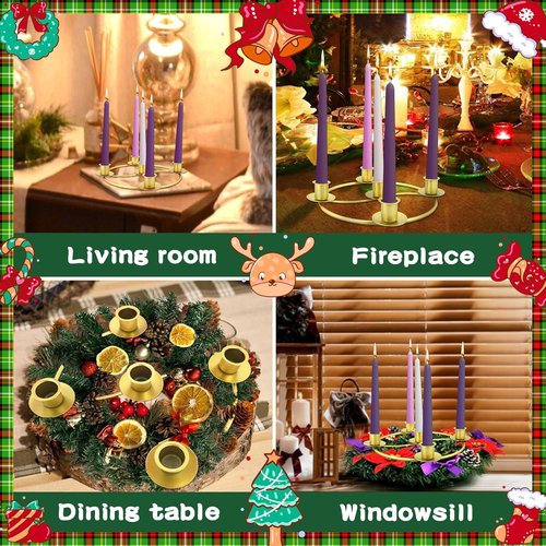 Advent Wreath Candle Holder - Elegant Gold Design for Tapered Candles | Perfect for Christmas Decor