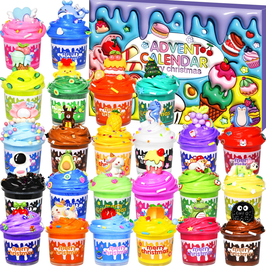 Slime Advent Calendar 2026 for Grils, Christmas Countdown Calendar for Kids, 24 Days of Xmas Count Down Calendar for Girls and Boys