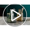 Lebenrich Square Green Makeup Brush Holder Organizer - Acrylic Vintage Design