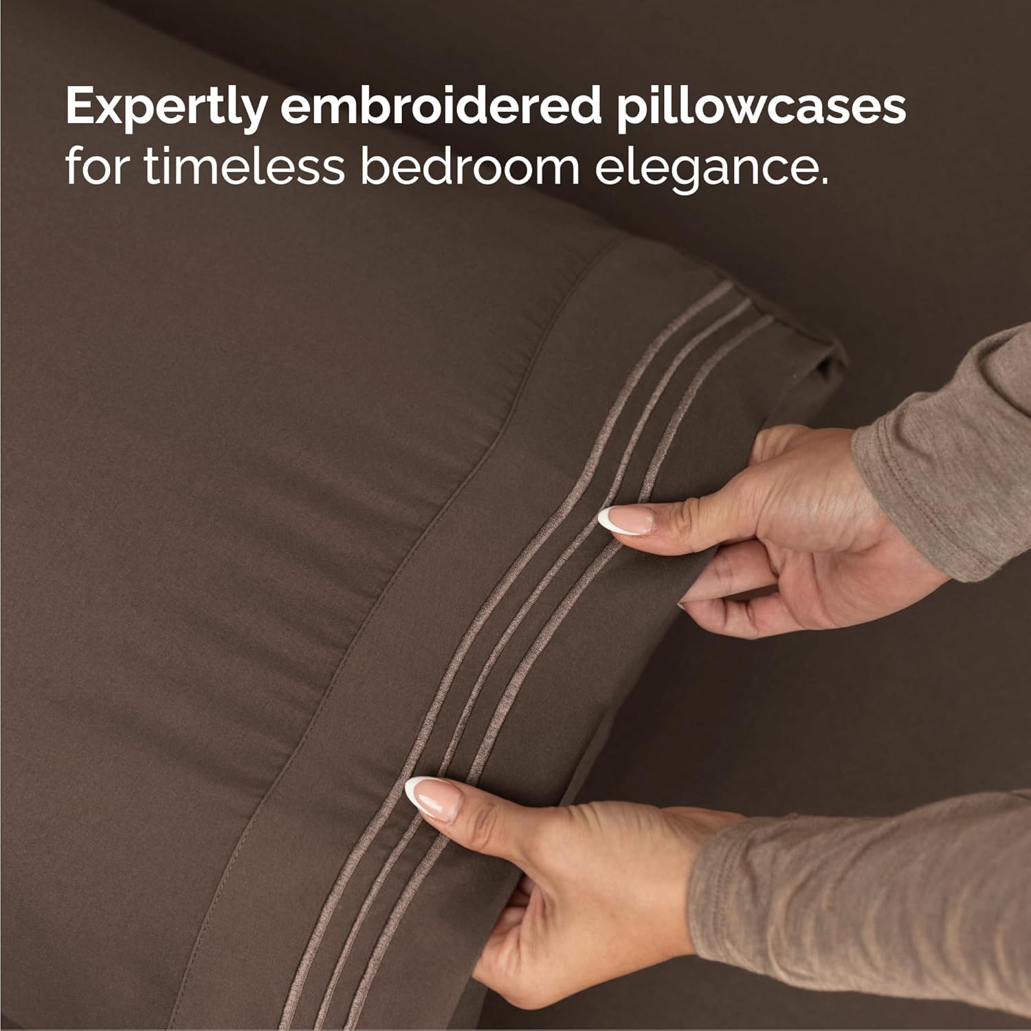 Queen Size 4-Piece Sheet Set | Skiennix Comfy Cooling Bed Sheets - Ultra-Soft, Wrinkle-Free, Deep Pockets - Brown