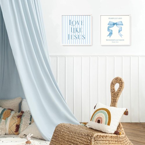 LARTSFRO Coquette Blue Bow Wall Art Decor - Inspirational Christian Posters for Teen Girls | 10x10 Inch Set of 4 Unframed