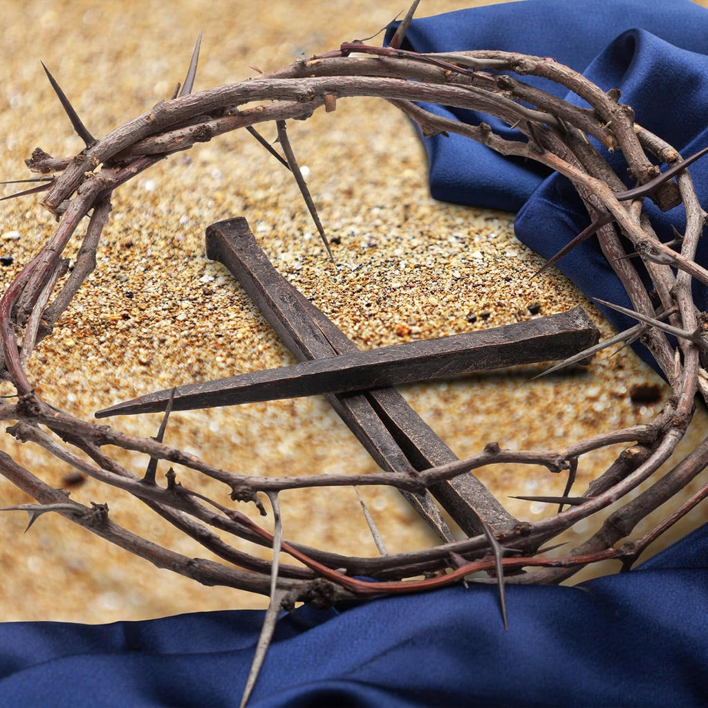 Skiennix Crown of Thorns - 4 Pieces with Crucifixion Nails | Christian Easter Home Decor