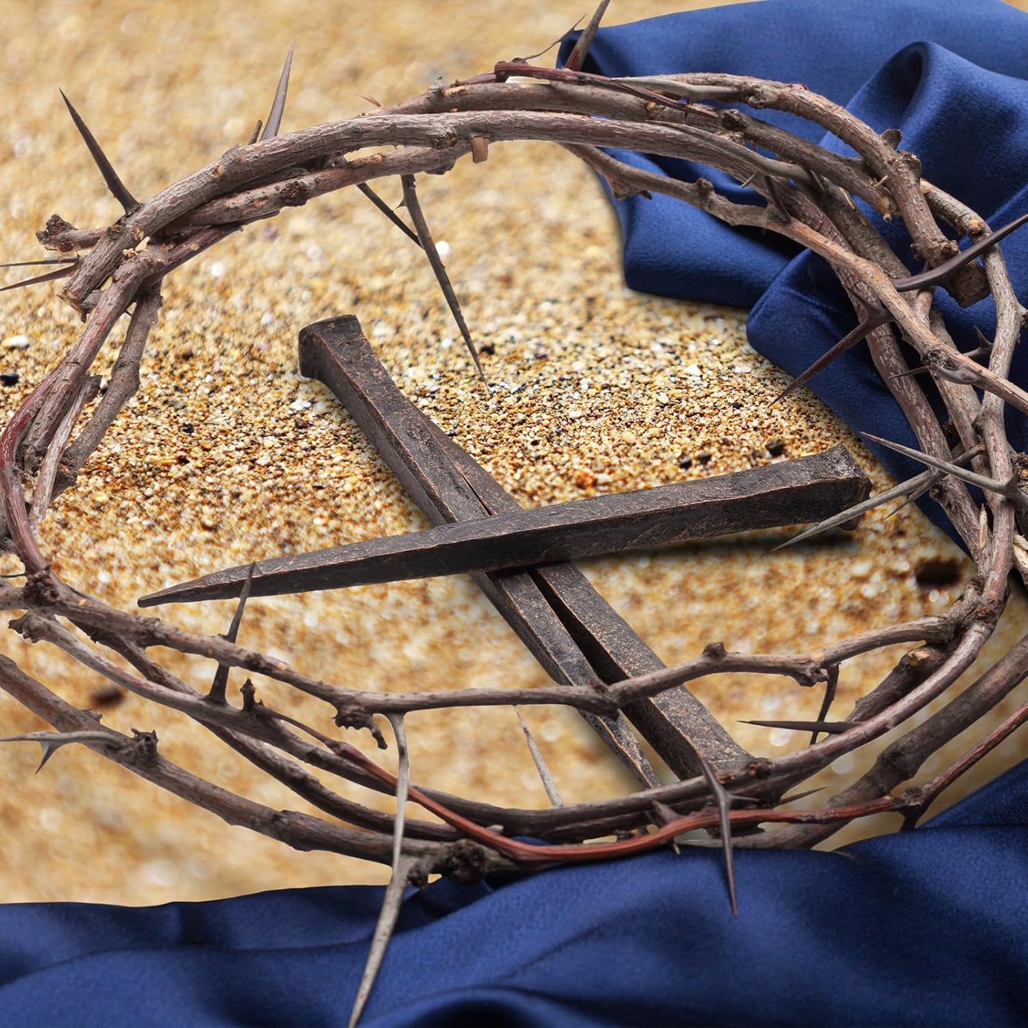 Skiennix Crown of Thorns - 4 Pieces with Crucifixion Nails | Christian Easter Home Decor