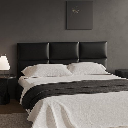 MAQQL Black Stick-On Wall Mounted Headboard - 6-Piece Modular Bed Backboard for Queen Size Beds, 24 x 12 Inches Each, Easy-to-Install, Sound-Proofing, and Decorative Bed Headboard for Modern Bedrooms