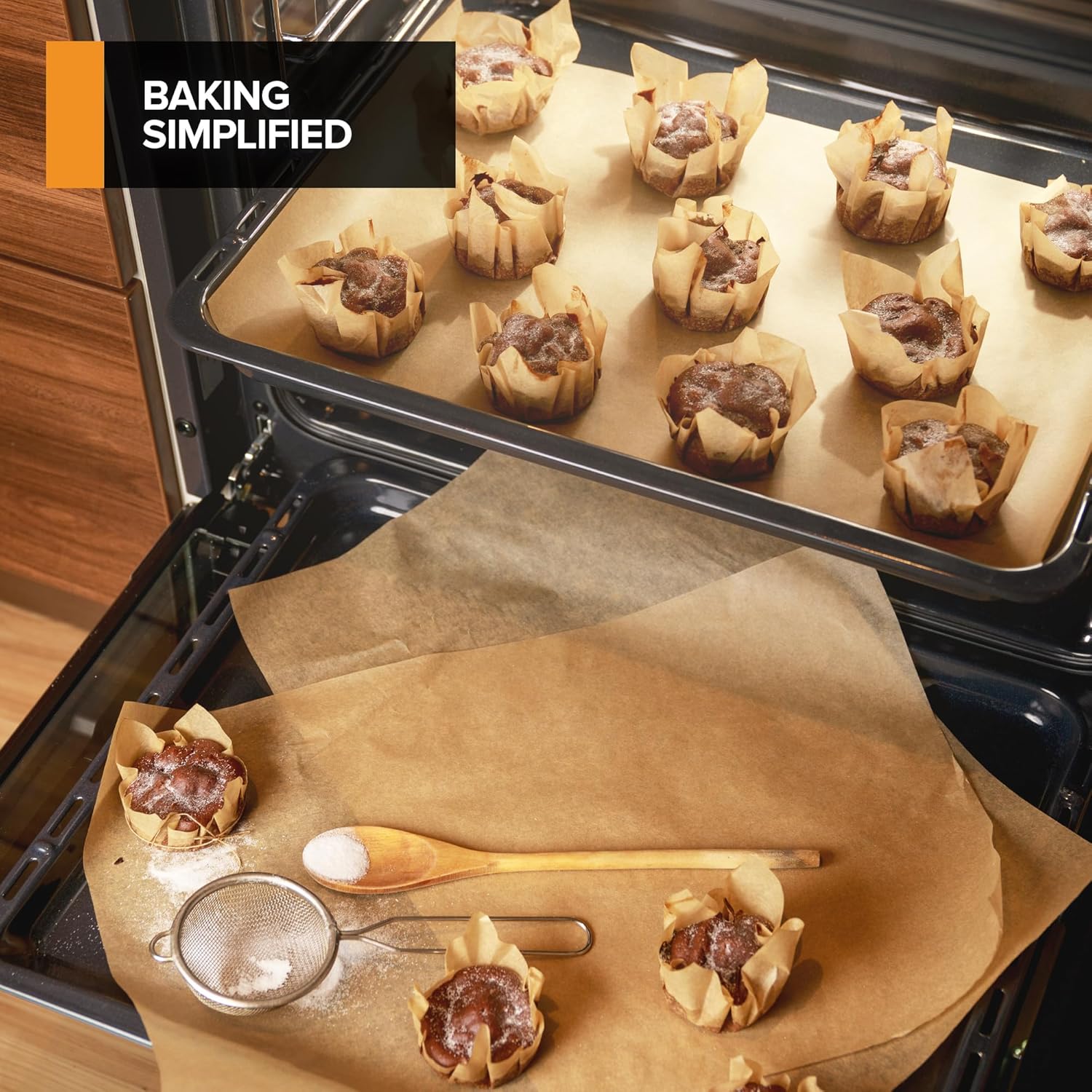 Stock Your Home Unbleached Parchment Paper Sheets - 200 Pre-Cut Baking Sheets (10.7”x13.75”)