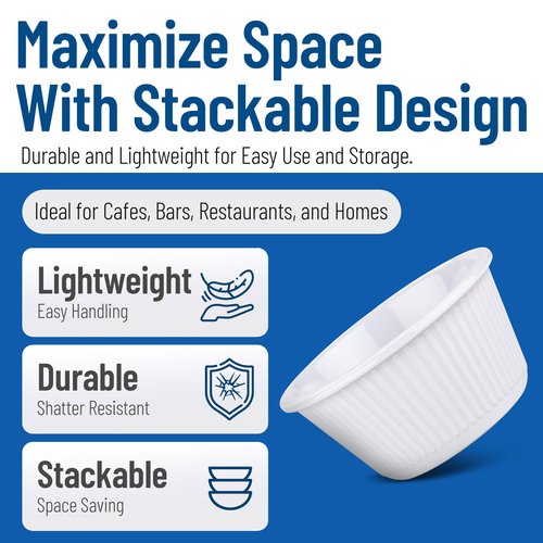 Carlisle FoodService Products Plastic Ramekins, Sauce Bowl For Catering, Kitchen, Restaurant, 2 Ounces, White, (Pack of 48)