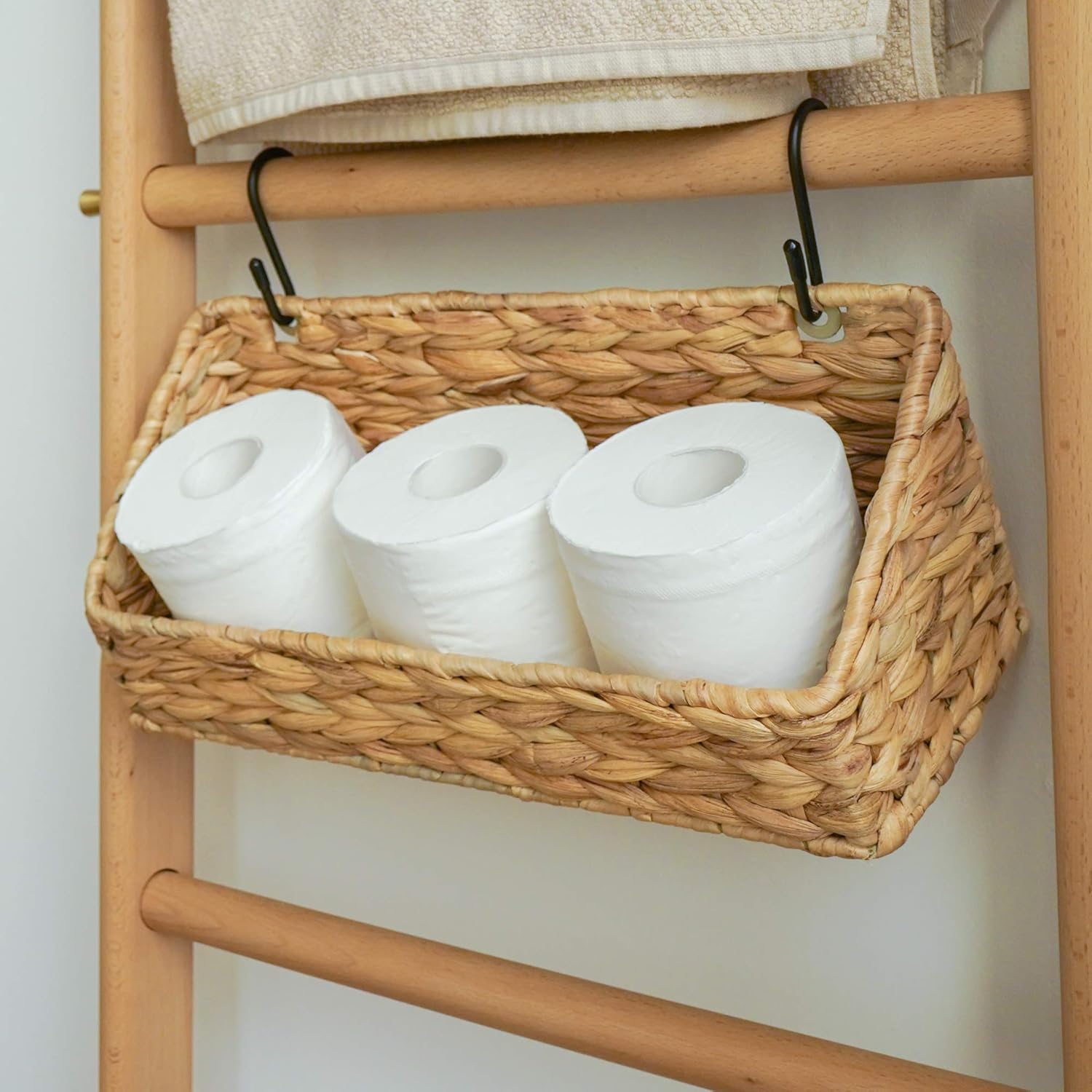 StorageWorks Woven Wall Baskets - Stylish Water Hyacinth Organizers for Kitchen & Bathroom | 2 Pack