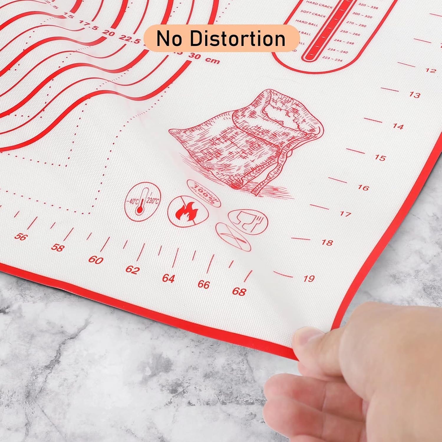 Skiennix Extra Large Silicone Pastry Mat - Baking Mat with Measurements for Fondant, Dough & Cookies | 24" x 32", Red