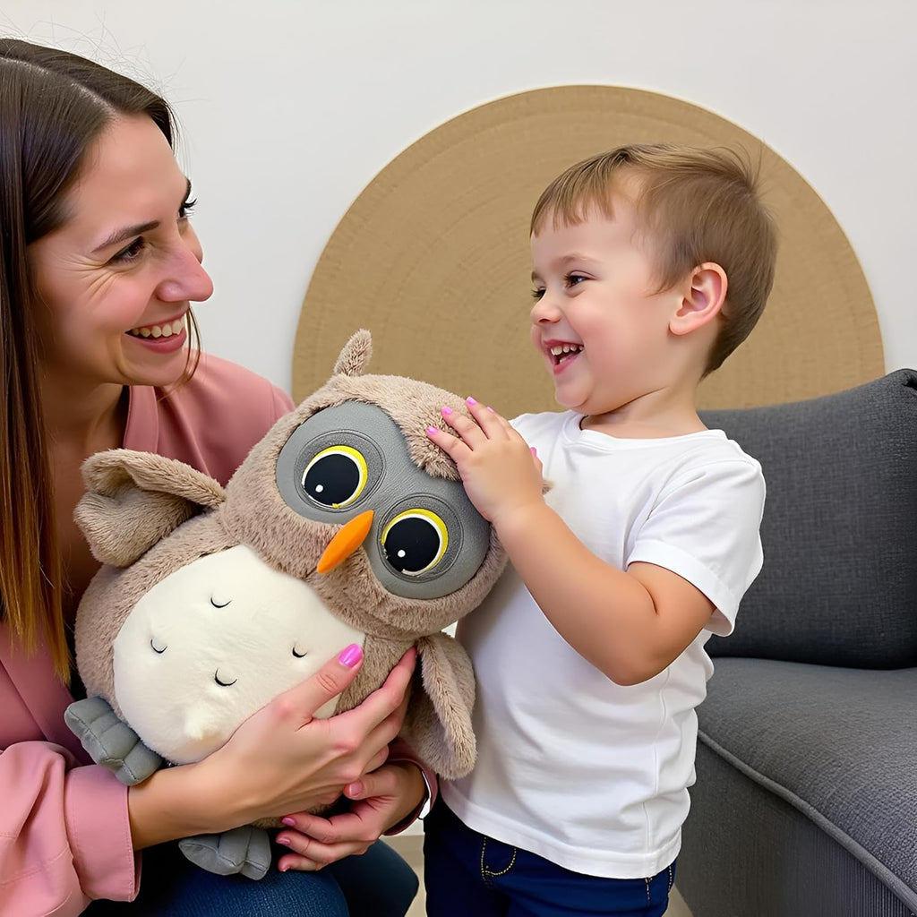 Ryttir Chubby Gray Owl Stuffed Animal - 15.7 Inch Plush Toy for Kids & Room Decor | Perfect Gift for Owl Lovers