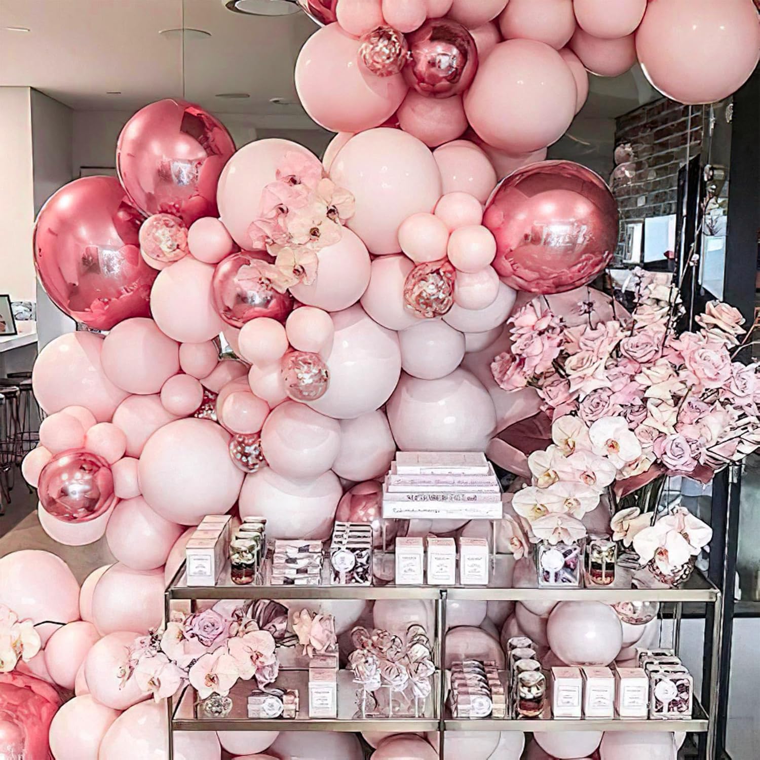 PartyWoo Pale Pink Balloon Arch Kit - 100pcs in Various Sizes for Birthday, Engagement, Baby Shower Decor