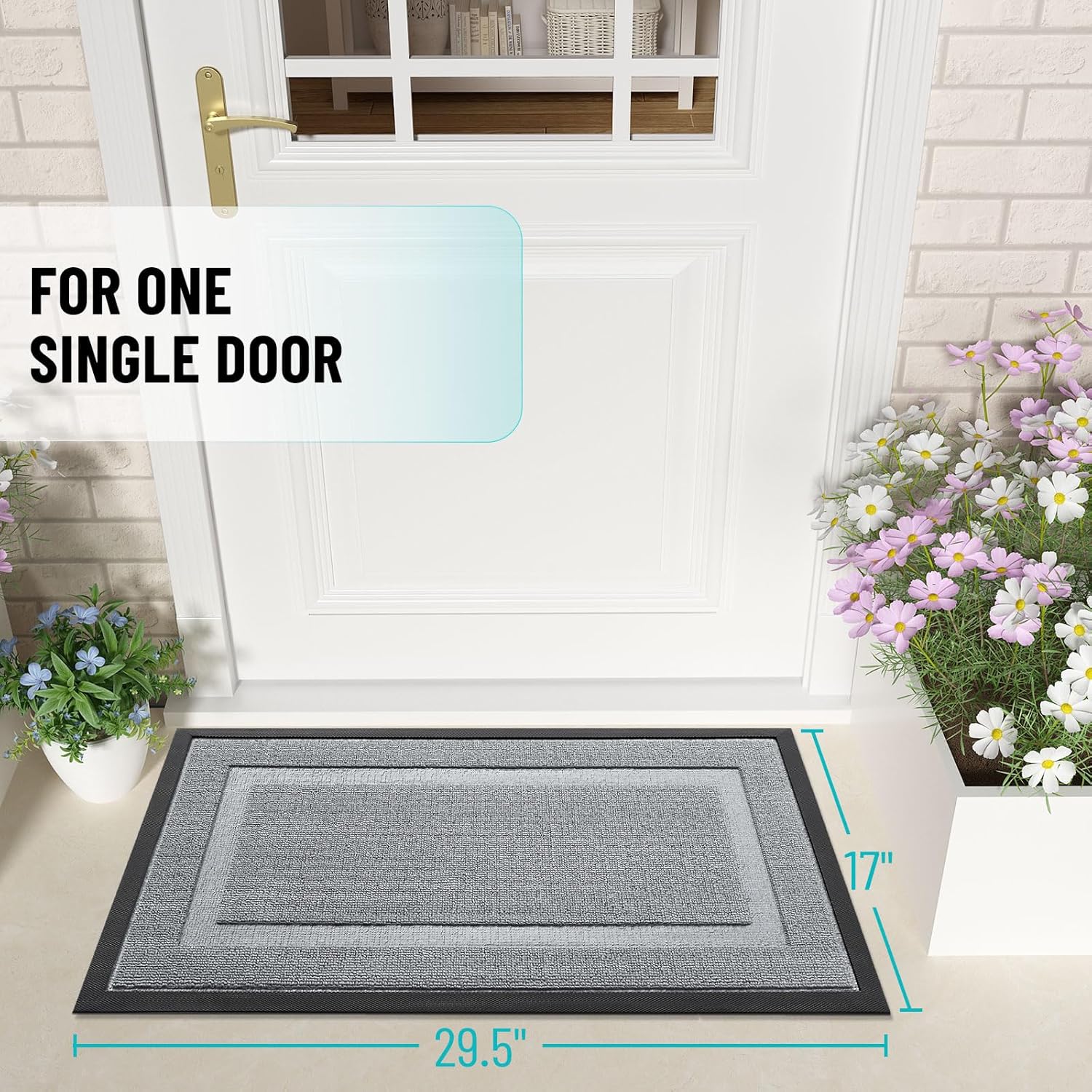 OLANLY Waterproof Front Door Mat - All-Season Indoor/Outdoor Doormat, Easy Clean, 29.5x17, Ash Gray